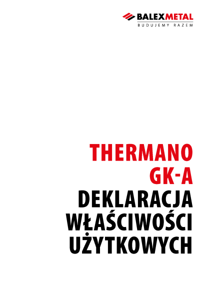 Deklaracja Właściwości Użytkowych - Thermano GK-A