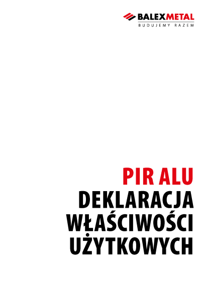 Deklaracja Właściwości Użytkowych - PIR ALU
