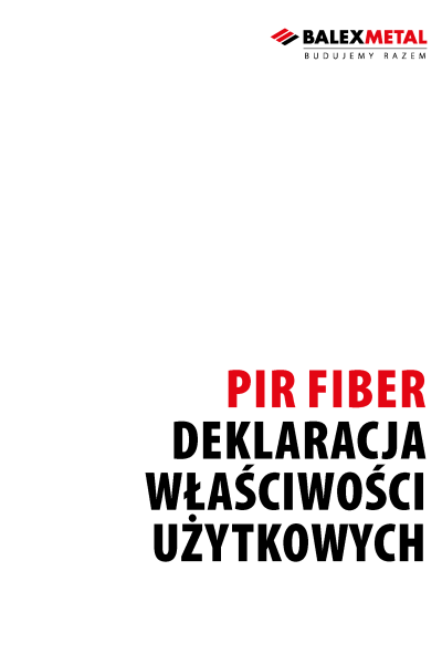 Deklaracja właściwości użytkowych - Płyta dachowa PIR Fiberglass