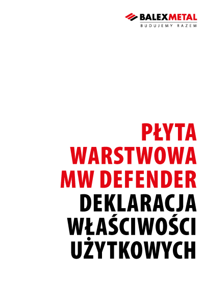 Deklaracja właściwości użytkowych - płyta warstwowa MW-D-W-ST