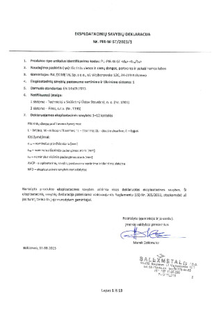 Eksploatacinių savybių deklaracija – 1 priedas PU-W-ST (01/01/14509) (EN)
