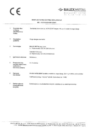 Eksploatacinių savybių deklaracija – skardinės čerpės „Horyzont“