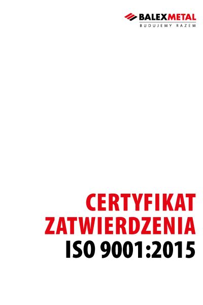 Certyfikat zatwierdzenia ISO 9001:2015