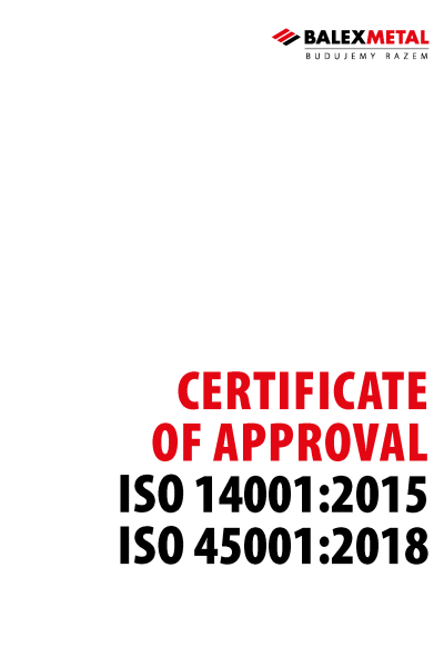 Certificate of Approval ISO 14001:2015, ISO 45001:2018